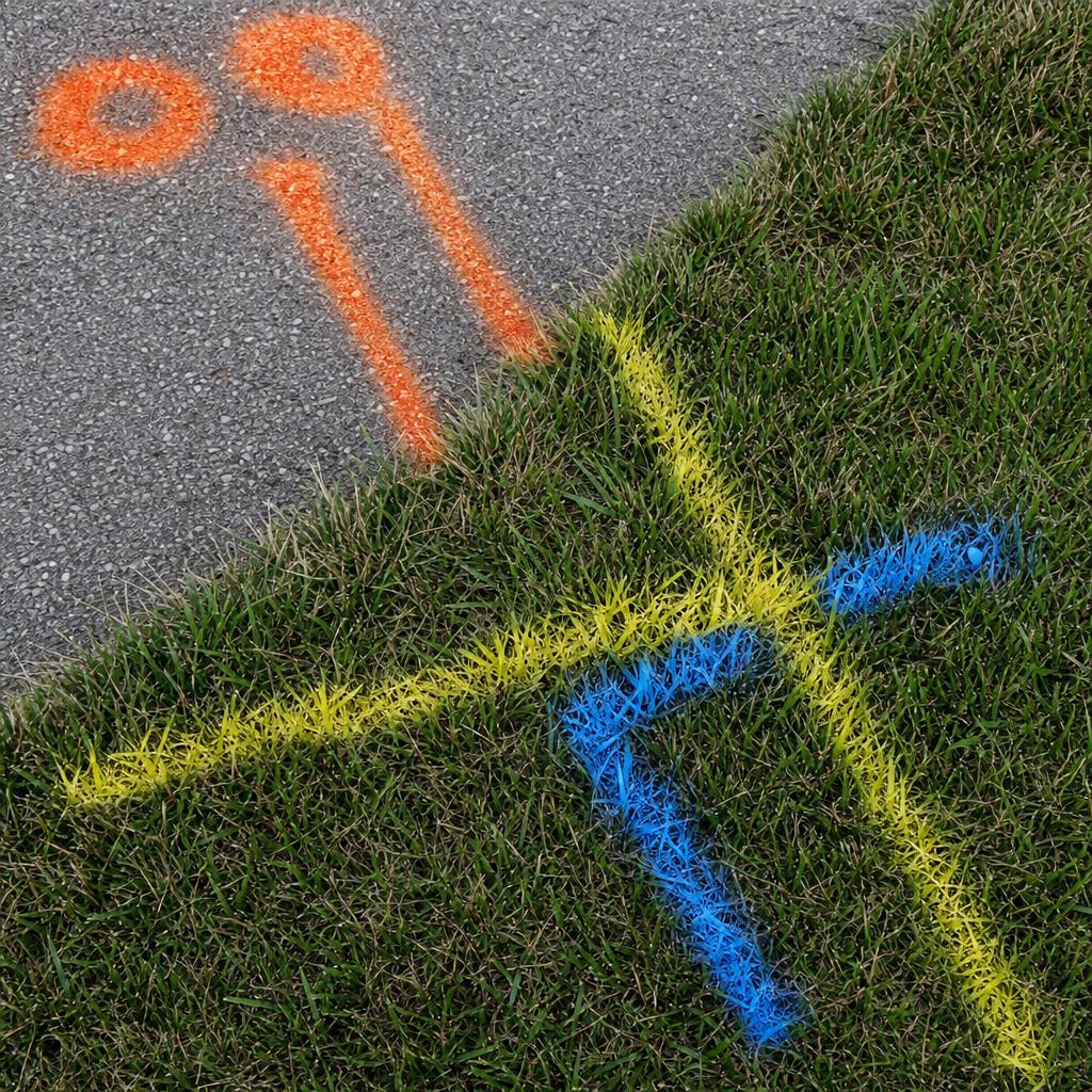 Utility markings on a job site — Finder Utility Locating, Northeast Ohio.
